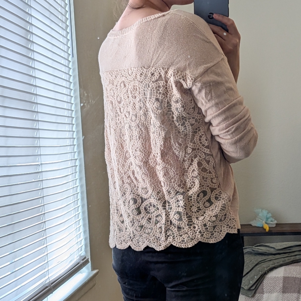 Pink Lace Back Cardigan